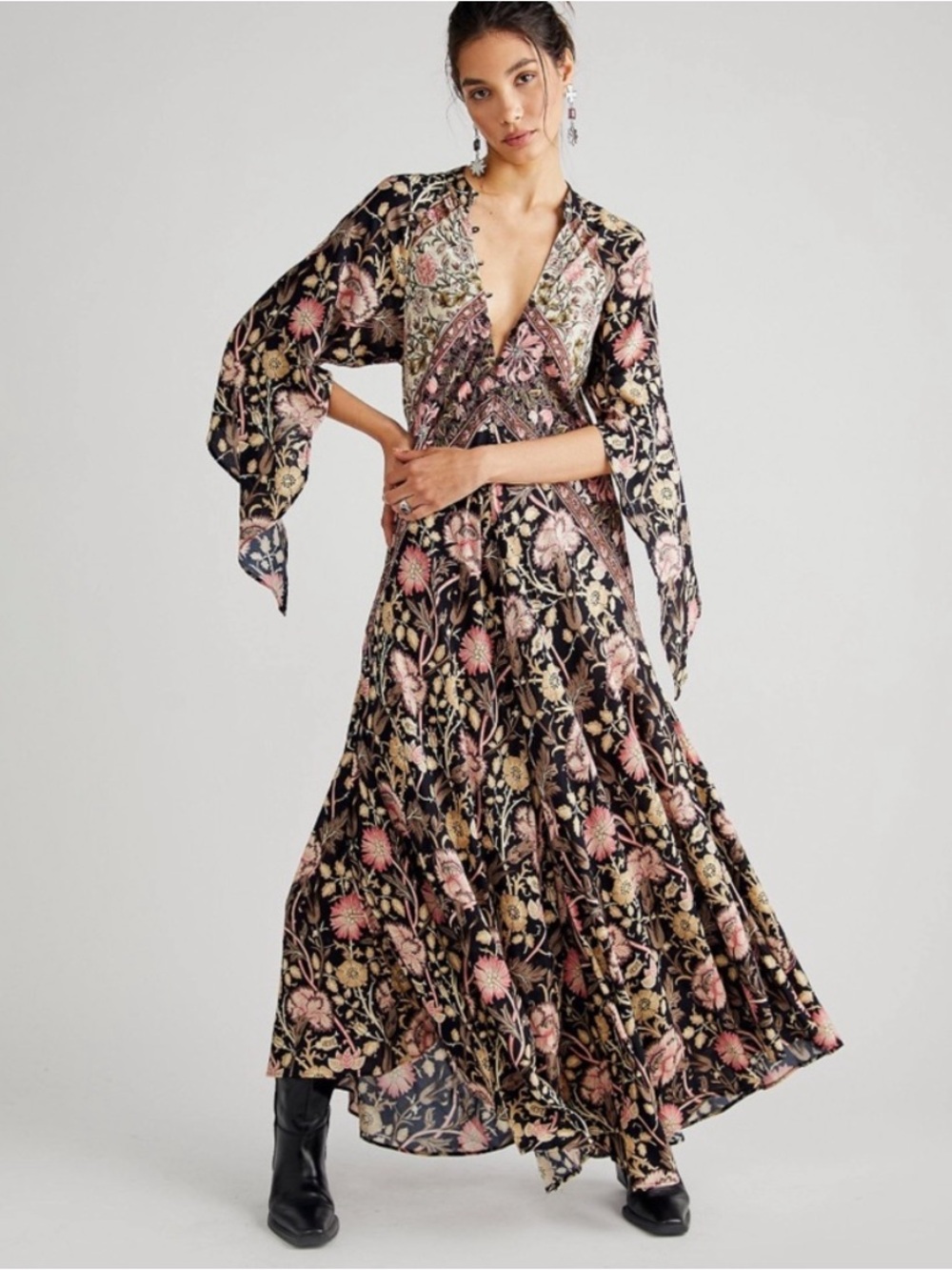 Jen's Pirate Booty Baroque Hyacinth Batwing Boho Maxi Dress - Picture 2 of 14